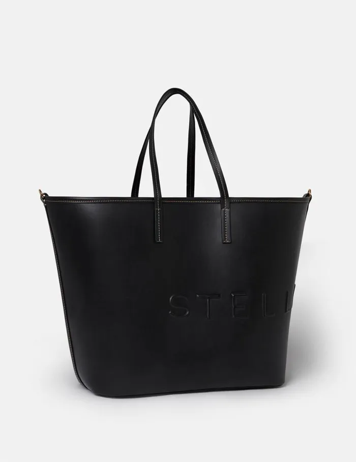 Women Logo Monochrome Large Tote Bag Pitch Black Stella McCartney TopHandle Bags Women Logo Monochrome Large Tote Bag Pitch Black Stella McCartney TopHandle Bags