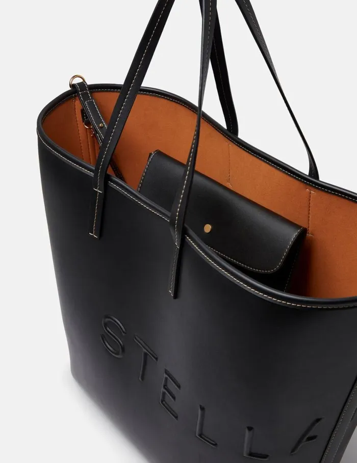 Women Logo Monochrome Large Tote Bag Pitch Black Stella McCartney TopHandle Bags Women Logo Monochrome Large Tote Bag Pitch Black Stella McCartney TopHandle Bags