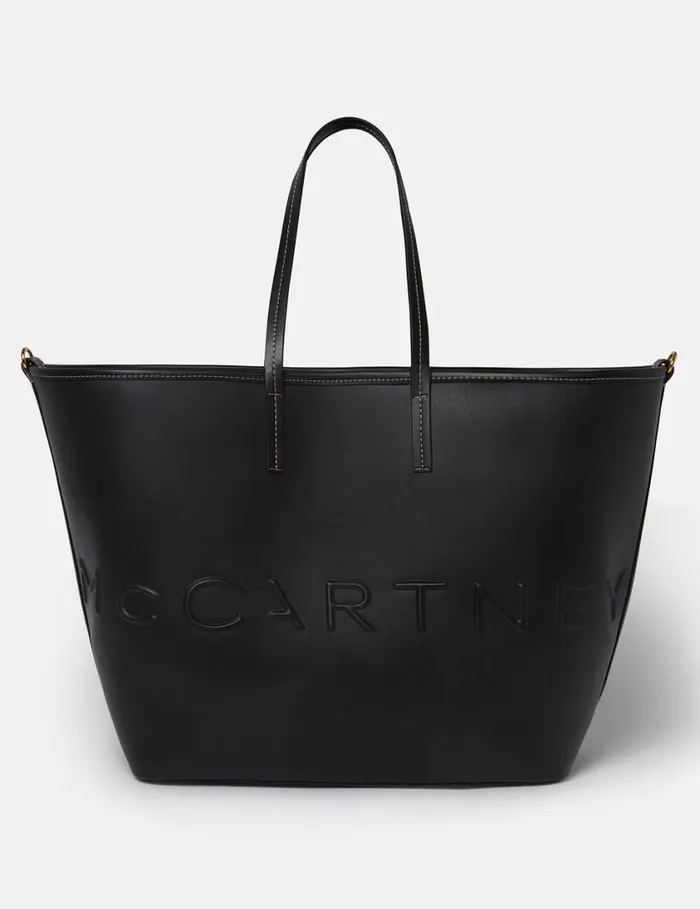 Women Logo Monochrome Large Tote Bag Pitch Black Stella McCartney TopHandle Bags Women Logo Monochrome Large Tote Bag Pitch Black Stella McCartney TopHandle Bags