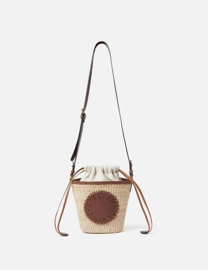Women Logo Raffia Crossbody Bag Natural Beige Stella McCartney Mini Bags And Clutches