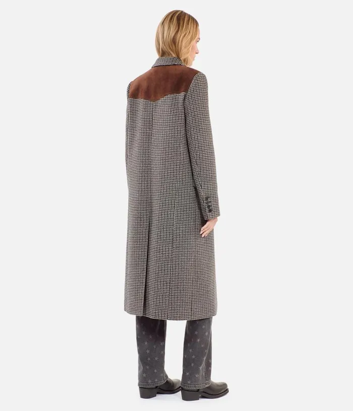 Women Long Black And White Houndstooth Coat THE KOOPLES Coats and Jackets