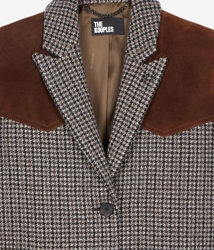 Women Long Black And White Houndstooth Coat THE KOOPLES Coats and Jackets