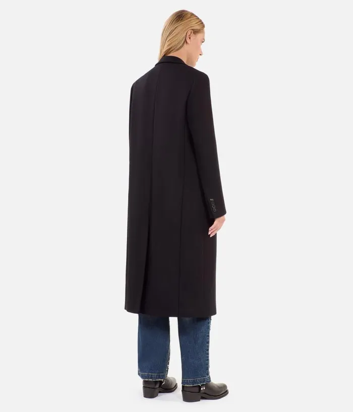 Women Long Black Woolblend Coat THE KOOPLES Coats and Jackets