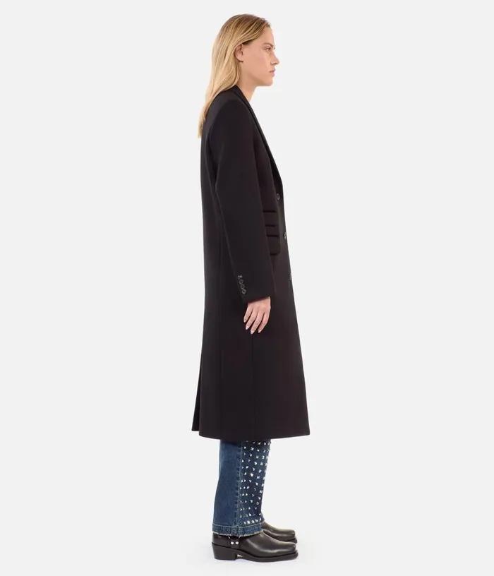 Women Long Black Woolblend Coat THE KOOPLES Coats and Jackets
