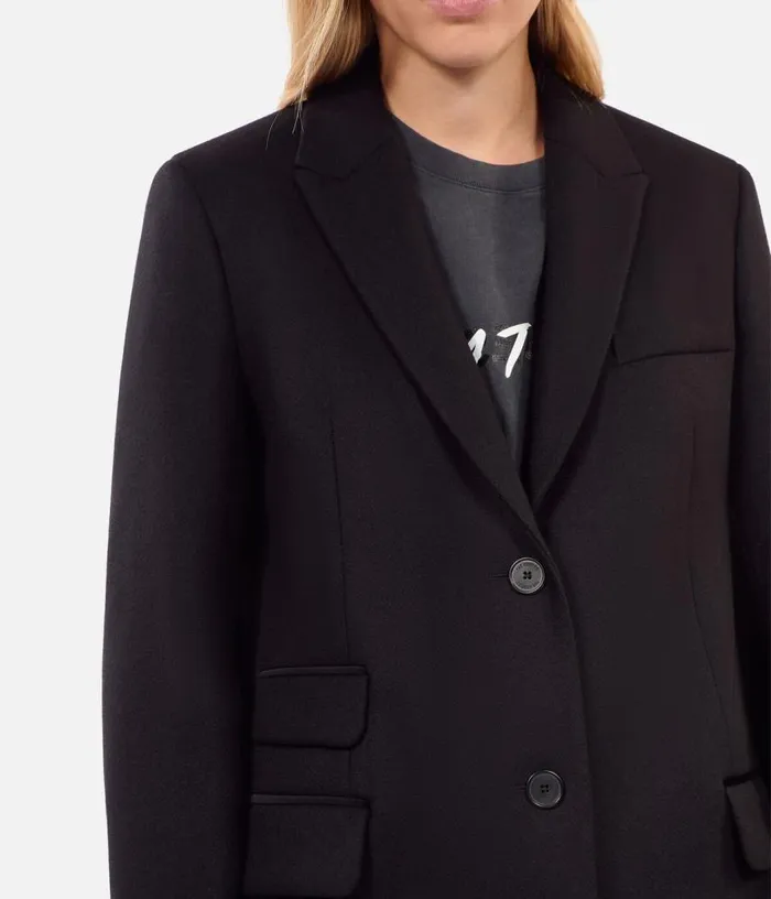 Women Long Black Woolblend Coat THE KOOPLES Coats and Jackets