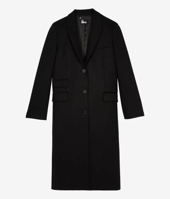 Women Long Black Woolblend Coat THE KOOPLES Coats and Jackets