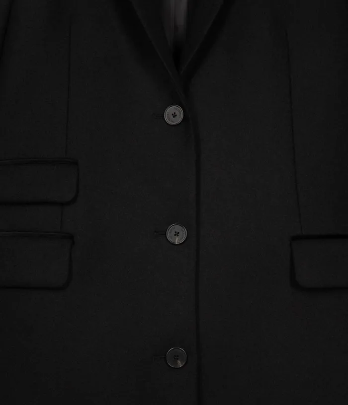 Women Long Black Woolblend Coat THE KOOPLES Coats and Jackets