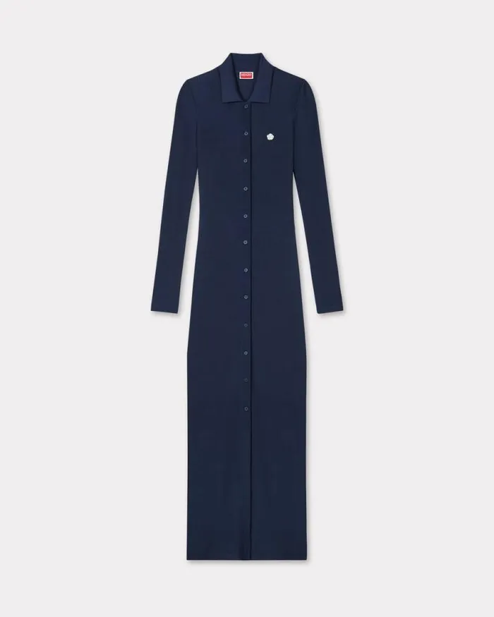 Women Long Rib Cardigan Dress Blue Black Kenzo Dresses And Skirts