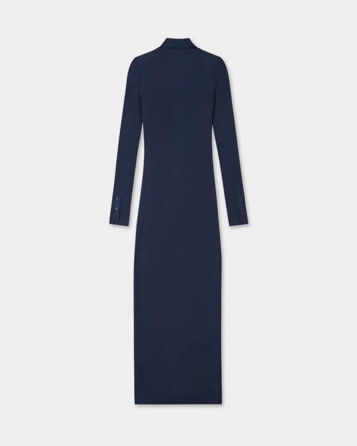 Women Long Rib Cardigan Dress Blue Black Kenzo Dresses And Skirts
