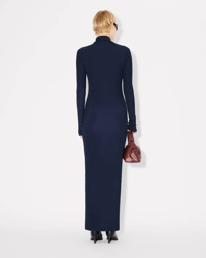 Women Long Rib Cardigan Dress Blue Black Kenzo Dresses And Skirts