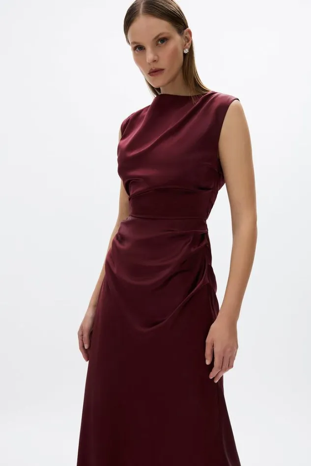 Women Long Sleeve Dresses Rachel Gilbert Mabel Gown Merlot Women Long Sleeve Dresses Rachel Gilbert Mabel Gown Merlot