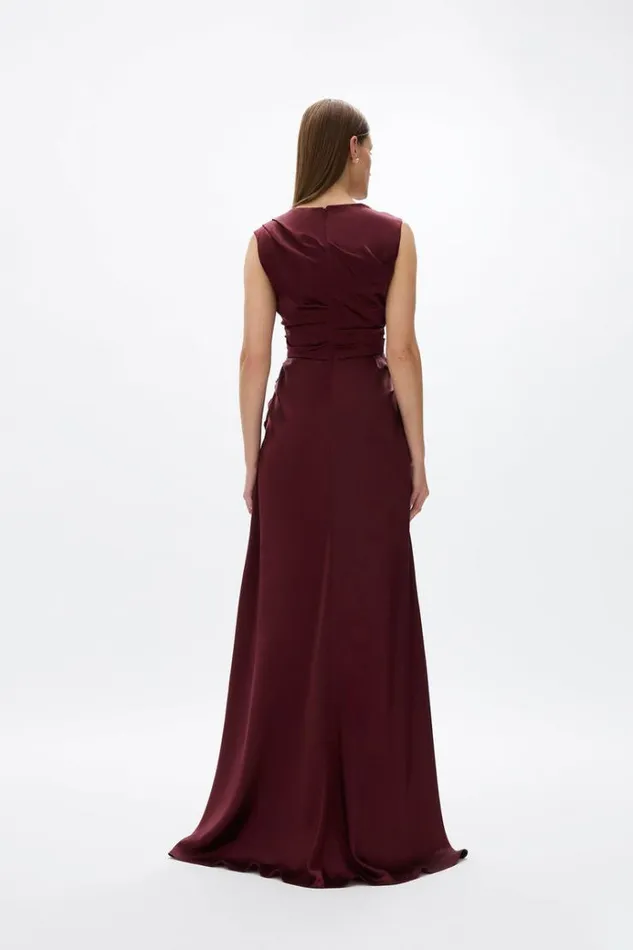 Women Long Sleeve Dresses Rachel Gilbert Mabel Gown Merlot Women Long Sleeve Dresses Rachel Gilbert Mabel Gown Merlot