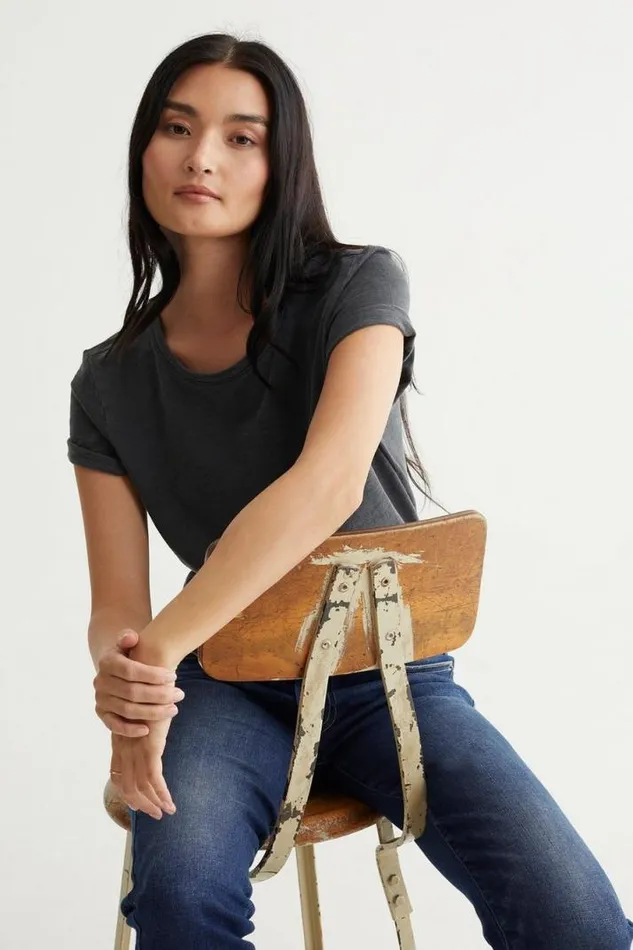 Women Lucky Brand All Tops Classic Crew Jet Black