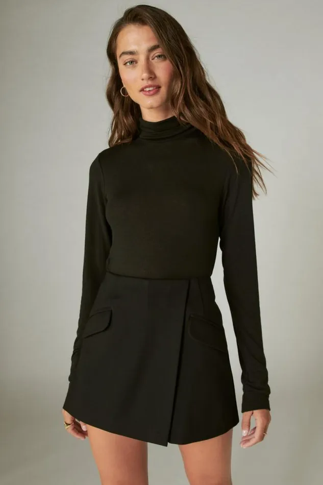 Women Lucky Brand All Tops Mock Neck Layering Top Jet Black