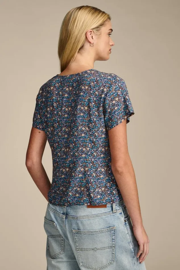 Women Lucky Brand All Tops Printed Button Front Top Indigo Multi
