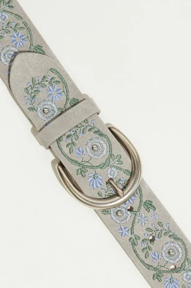 Women Lucky Brand Belts Blue Floral Embroidered Belt Heather Grygreengold Women Lucky Brand Belts Blue Floral Embroidered Belt Heather Grygreengold