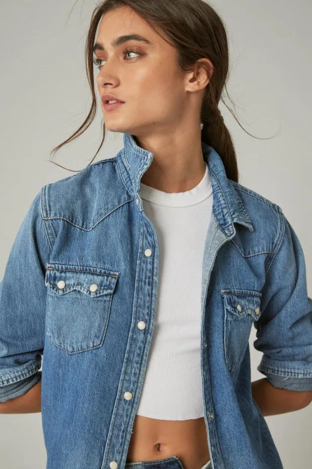 Women Lucky Brand Blouses Authentic Heritage Shirt American Dream