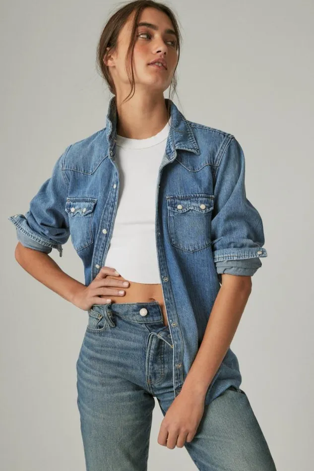 Women Lucky Brand Blouses Authentic Heritage Shirt American Dream