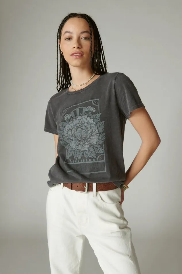 Women Lucky Brand Graphic Tees Lucky Matchbox Classic Crew Nine Iron