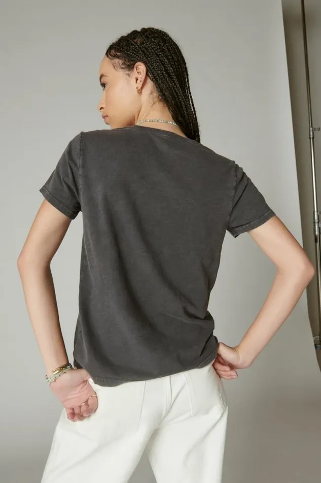 Women Lucky Brand Graphic Tees Lucky Matchbox Classic Crew Nine Iron