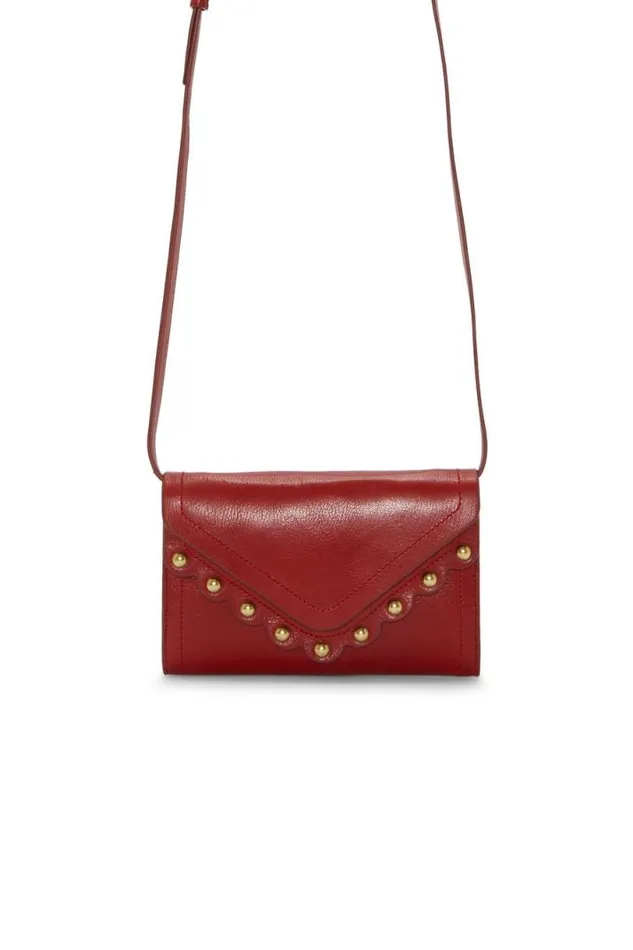 Women Lucky Brand Handbags Ruth Scalloped Crossbody Bag Dark Red