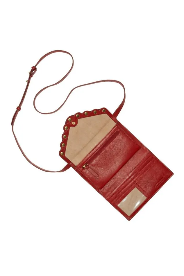 Women Lucky Brand Handbags Ruth Scalloped Crossbody Bag Dark Red