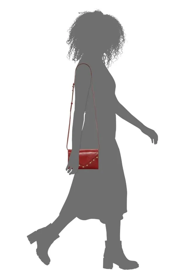 Women Lucky Brand Handbags Ruth Scalloped Crossbody Bag Dark Red