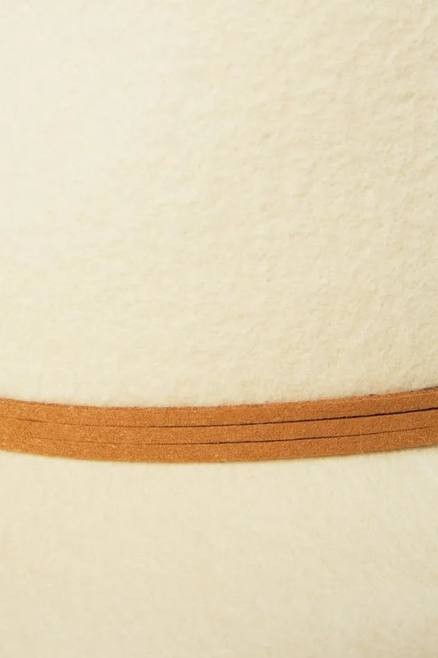 Women Lucky Brand Hats Leather Tie Cowboy Hat Open Whitenatural