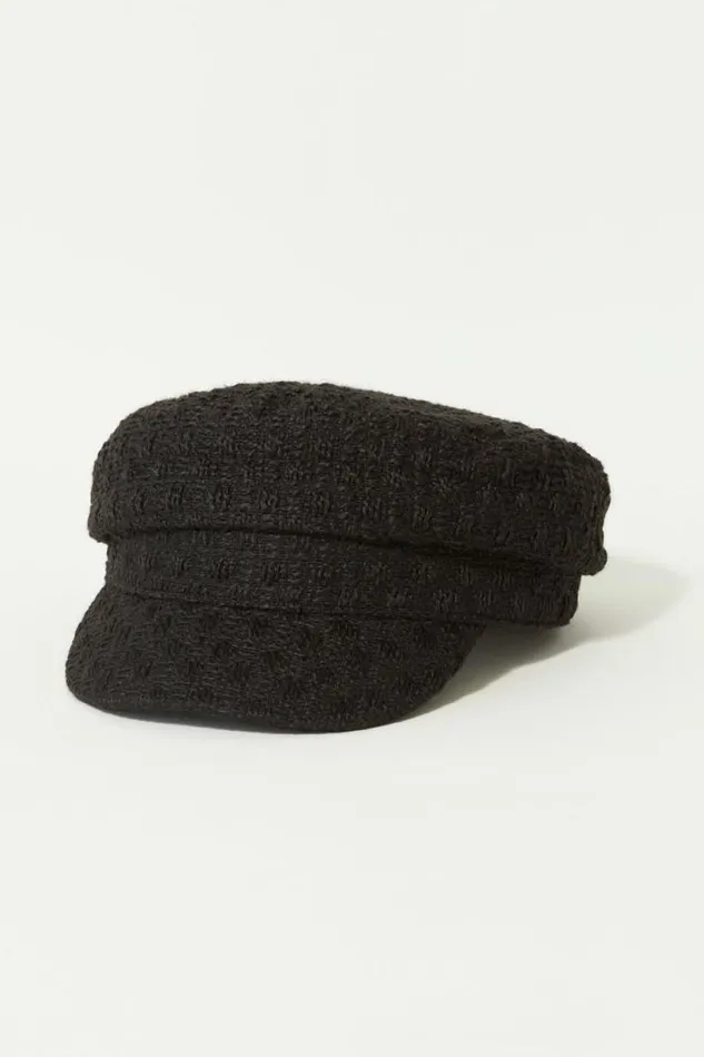 Women Lucky Brand Hats Plaid Baker Boy Hat Black