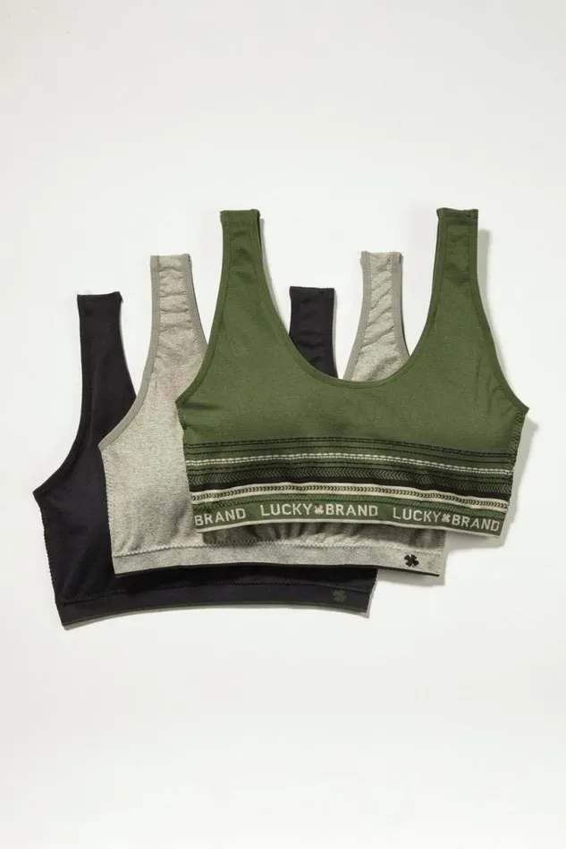 Women Lucky Brand Intimates and Sleepwear 3 Pack Lucky Basic Bra Dark Green