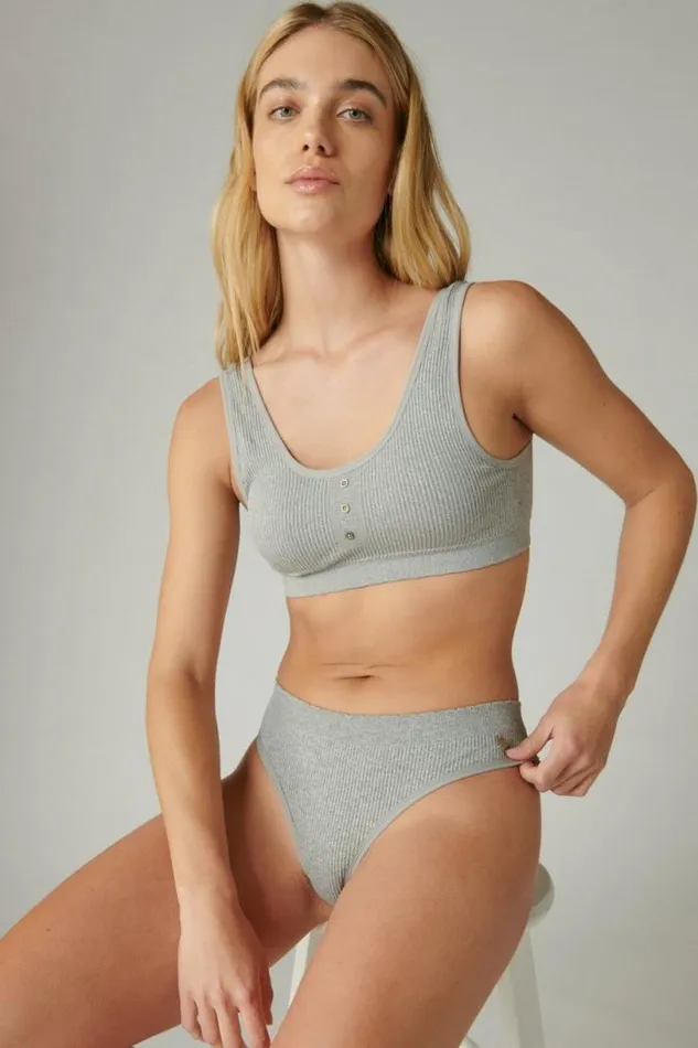 Women Lucky Brand Intimates and Sleepwear Ribbed Thong 3 Pk Dark Blue
