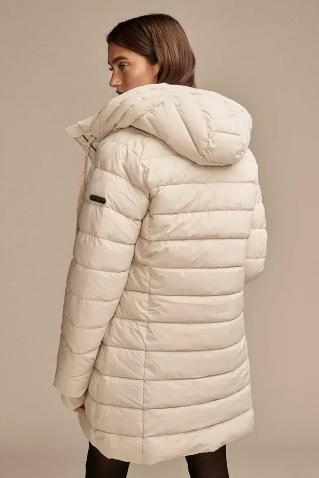 Women Lucky Brand Jackets and Outerwear Long Puffer Coat Light Beige