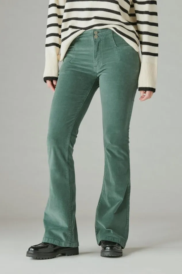 Women Lucky Brand Jeans Corduroy High Rise Stevie Flare Fairytale Green