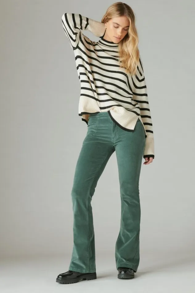 Women Lucky Brand Jeans Corduroy High Rise Stevie Flare Fairytale Green