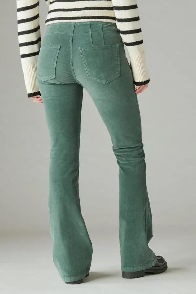 Women Lucky Brand Jeans Corduroy High Rise Stevie Flare Fairytale Green