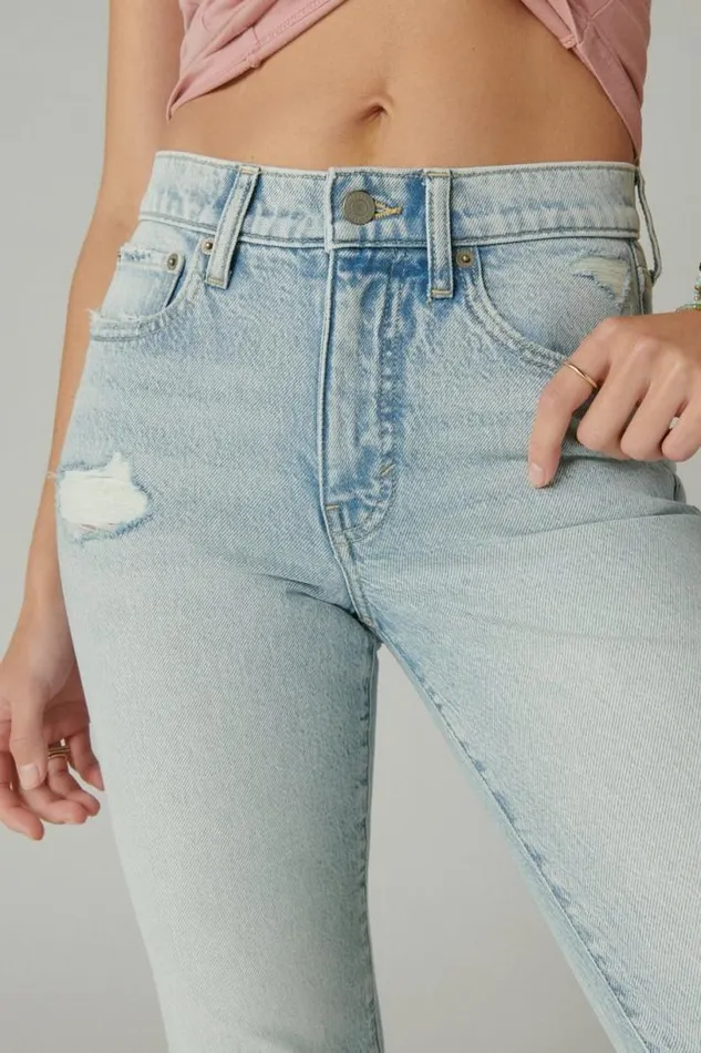 Women Lucky Brand Jeans High Rise Zoe Straight Heaven Falls