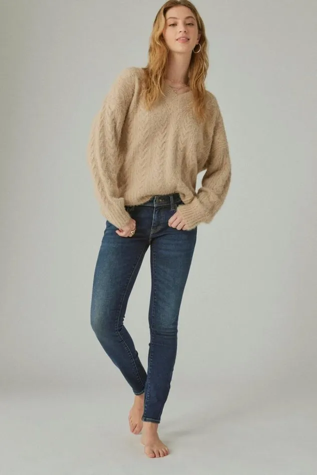 Women Lucky Brand Jeans Low Rise Lizzie Skinny Deep Sea