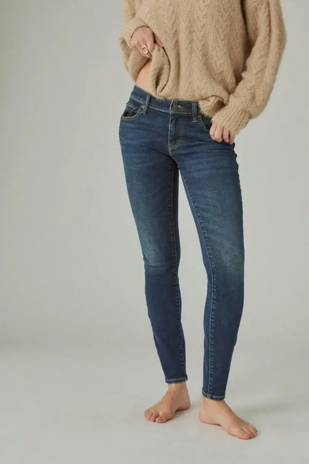 Women Lucky Brand Jeans Low Rise Lizzie Skinny Deep Sea