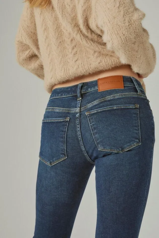 Women Lucky Brand Jeans Low Rise Lizzie Skinny Deep Sea