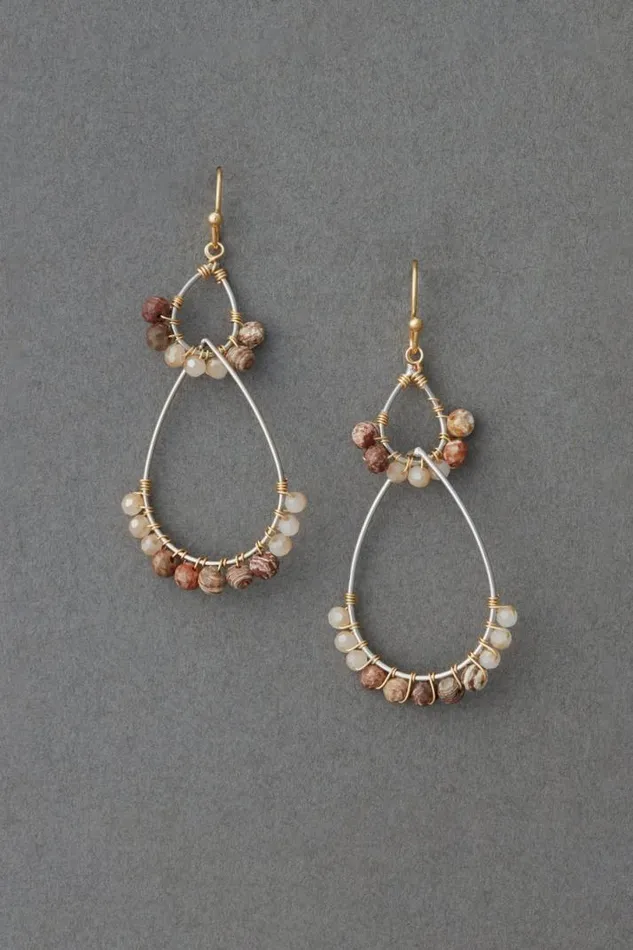 Women Lucky Brand Jewelry Beaded Movement Drop Earring Gold