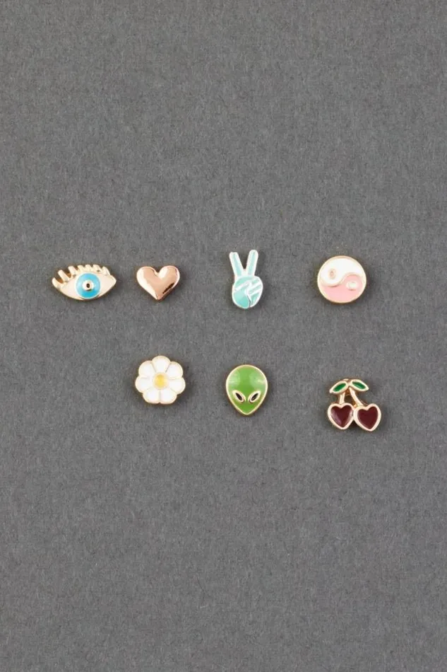 Women Lucky Brand Jewelry Enamel Mint Leather Stud Set Two Tone