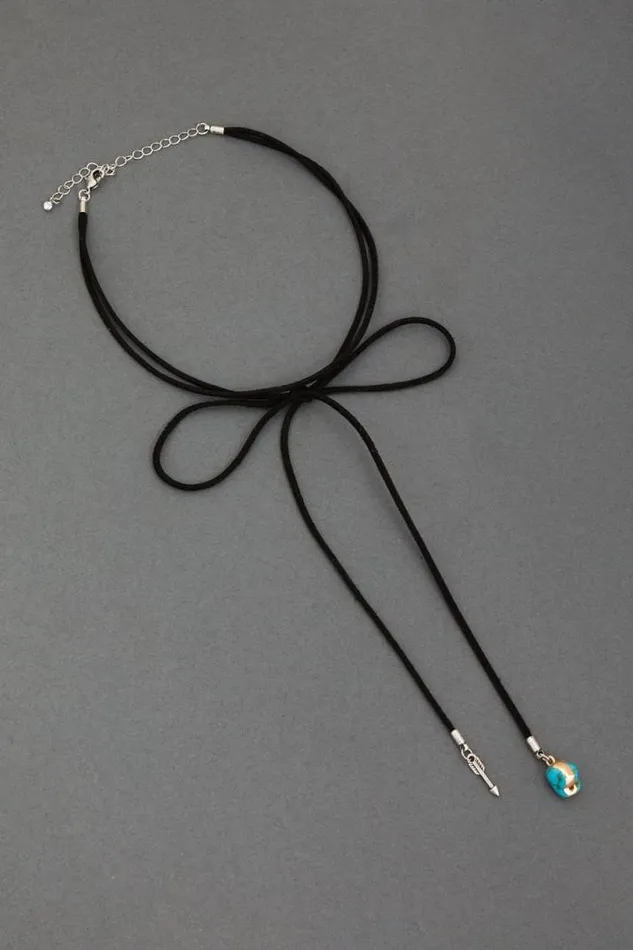 Women Lucky Brand Jewelry Leather Tie Choker Silver