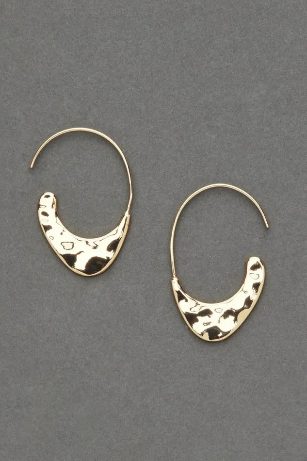 Women Lucky Brand Jewelry Modern Hammered Threader Earring Gold