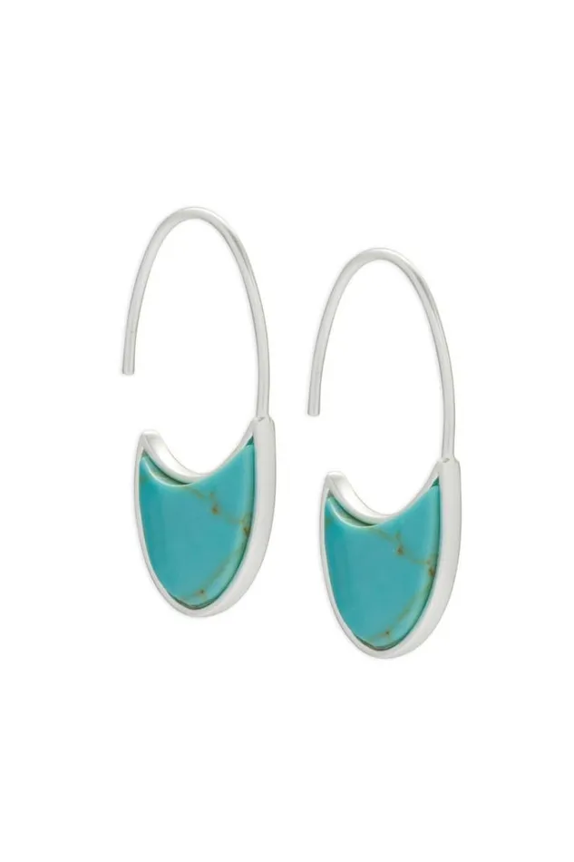 Women Lucky Brand Jewelry Turquoise Threader Slice Earring Silver