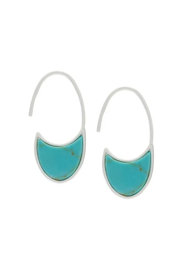 Women Lucky Brand Jewelry Turquoise Threader Slice Earring Silver