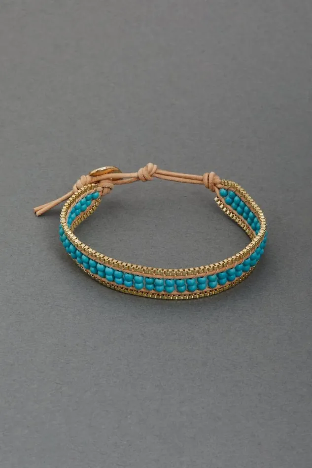 Women Lucky Brand Jewelry Turquoise Wrap Bracelet Gold