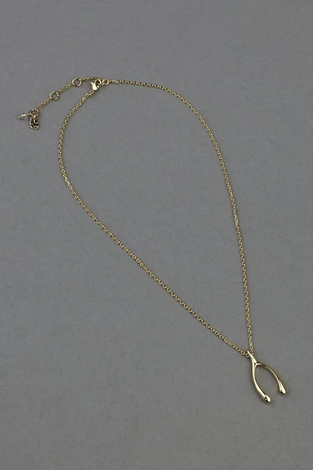 Women Lucky Brand Jewelry Wish Bone Pendant Gold