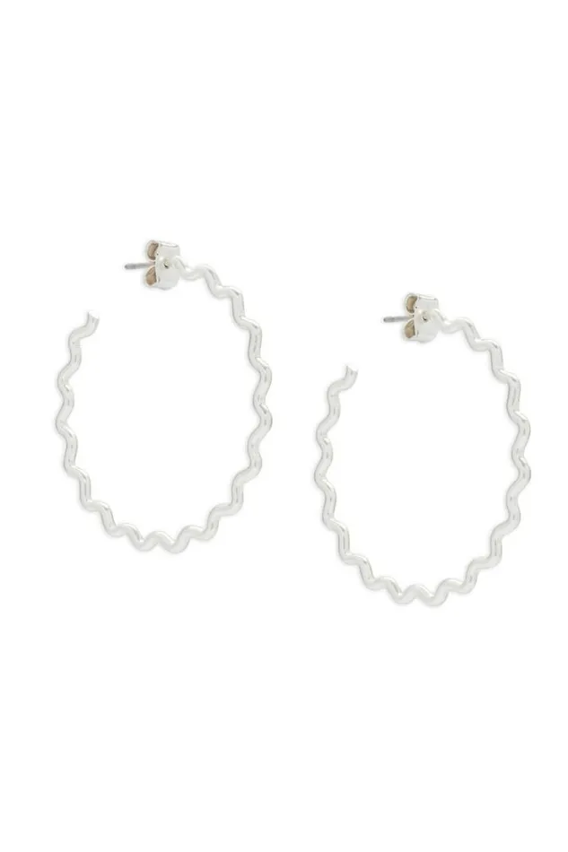 Women Lucky Brand Jewelry Zig Zag Hoop Silver