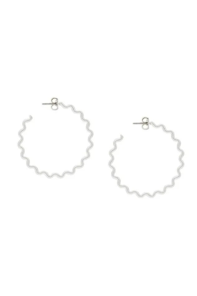 Women Lucky Brand Jewelry Zig Zag Hoop Silver