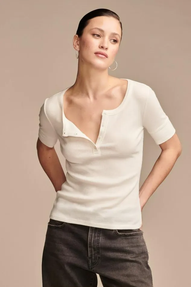 Women Lucky Brand Knit Tops Ribbed Henley Tee Women Lucky Brand Knit Tops Ribbed Henley Tee
